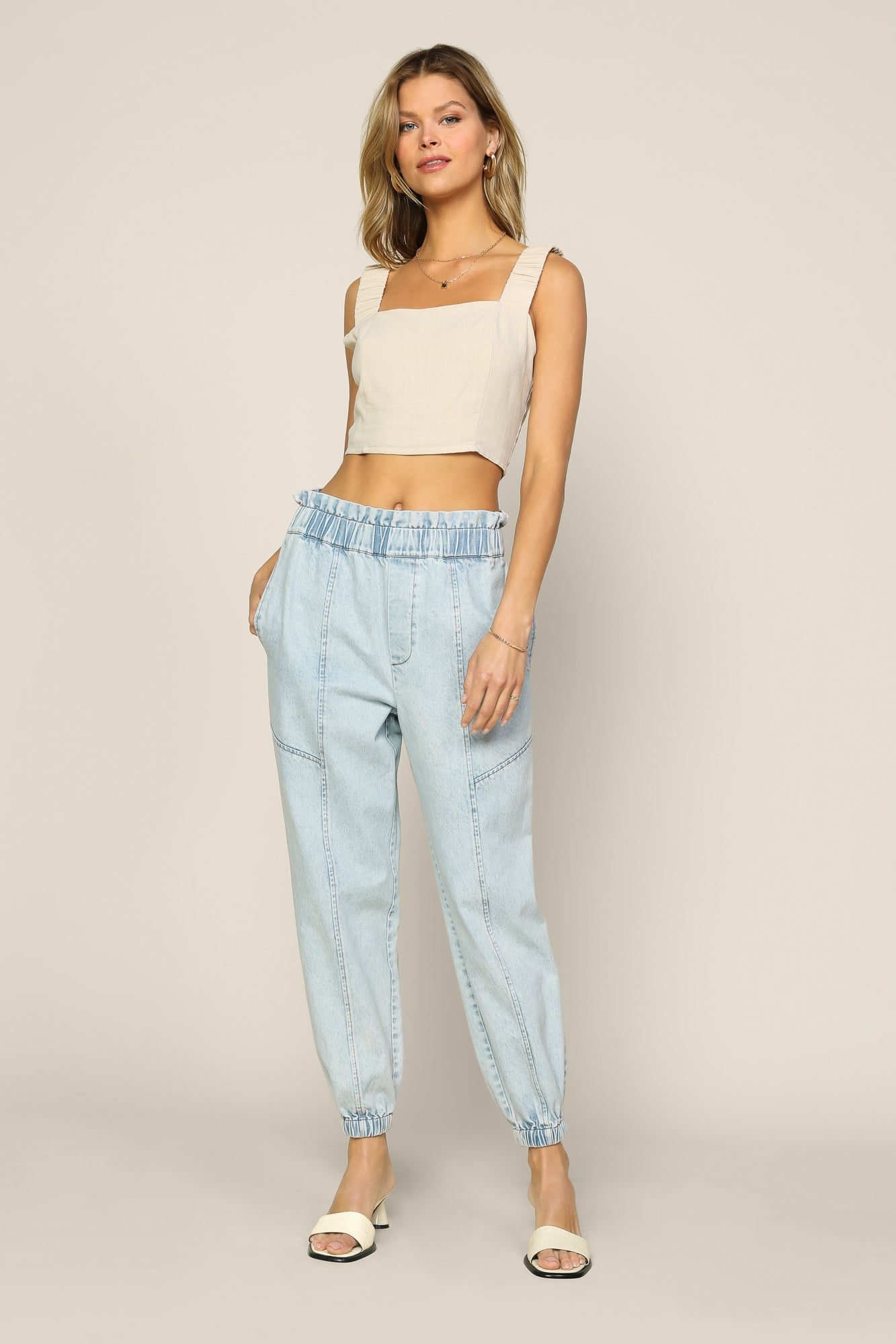 Slim Jogger Ankle Jeans With Roll Cuffs - Stunning Blue | NYDJ