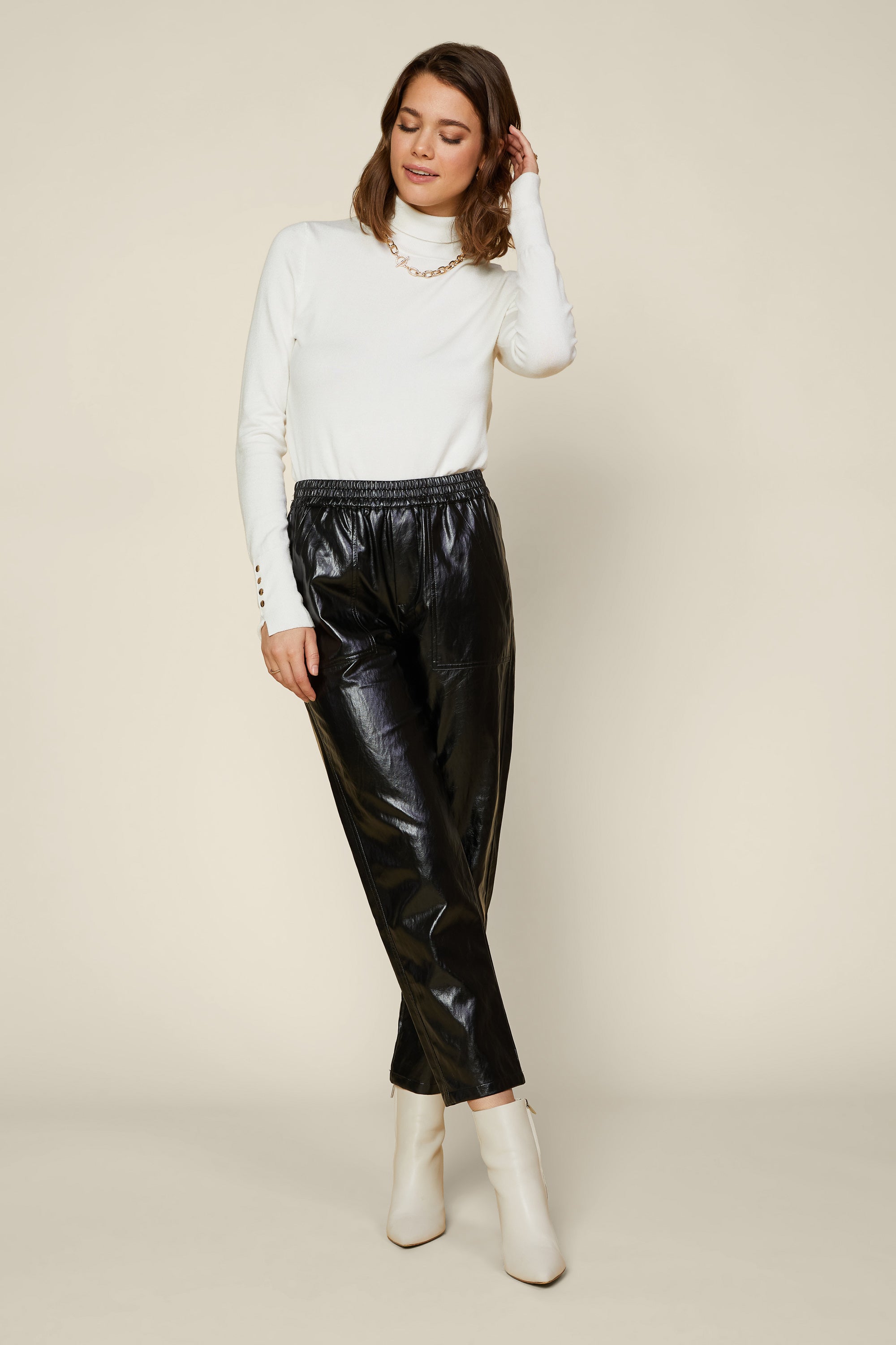 Black Lace up Faux Leather Pants – Unparalleled Boutique