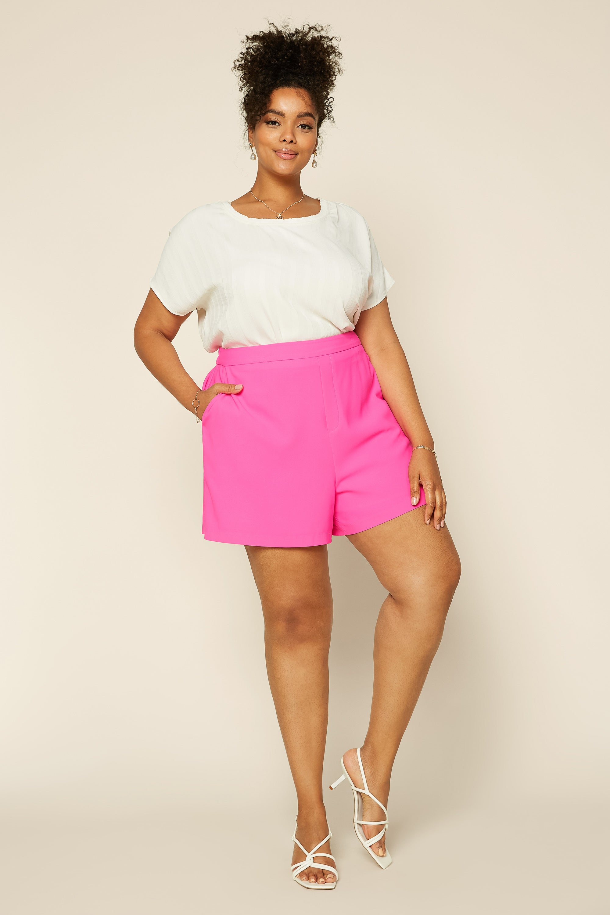 Hot pink shorts, Pink shorts outfits, Neon shorts