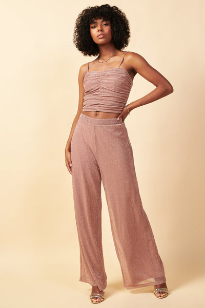 Metallic Mesh Pants - ROSE / XS