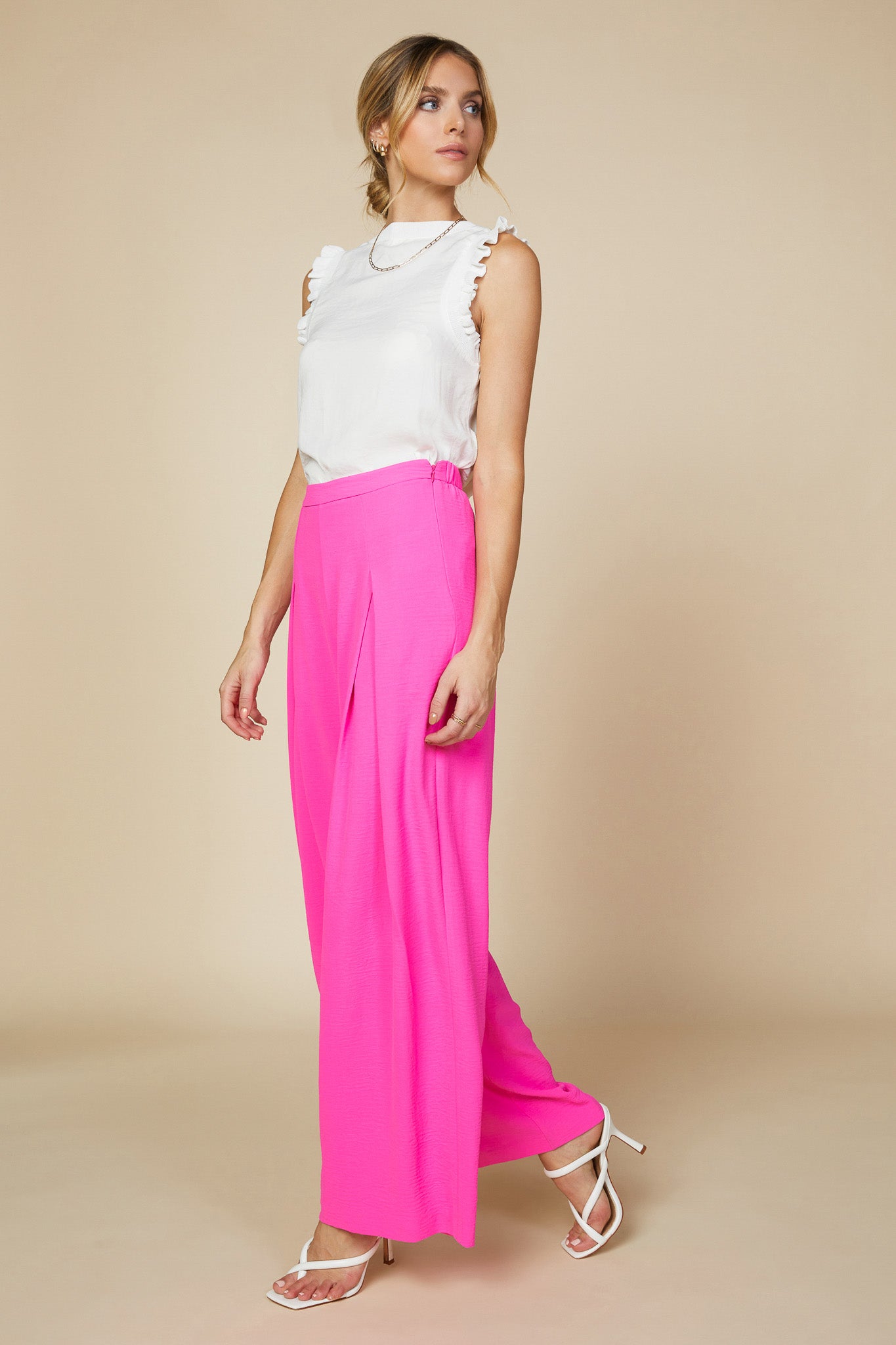 Pantalon palazzo fucsia hot sale