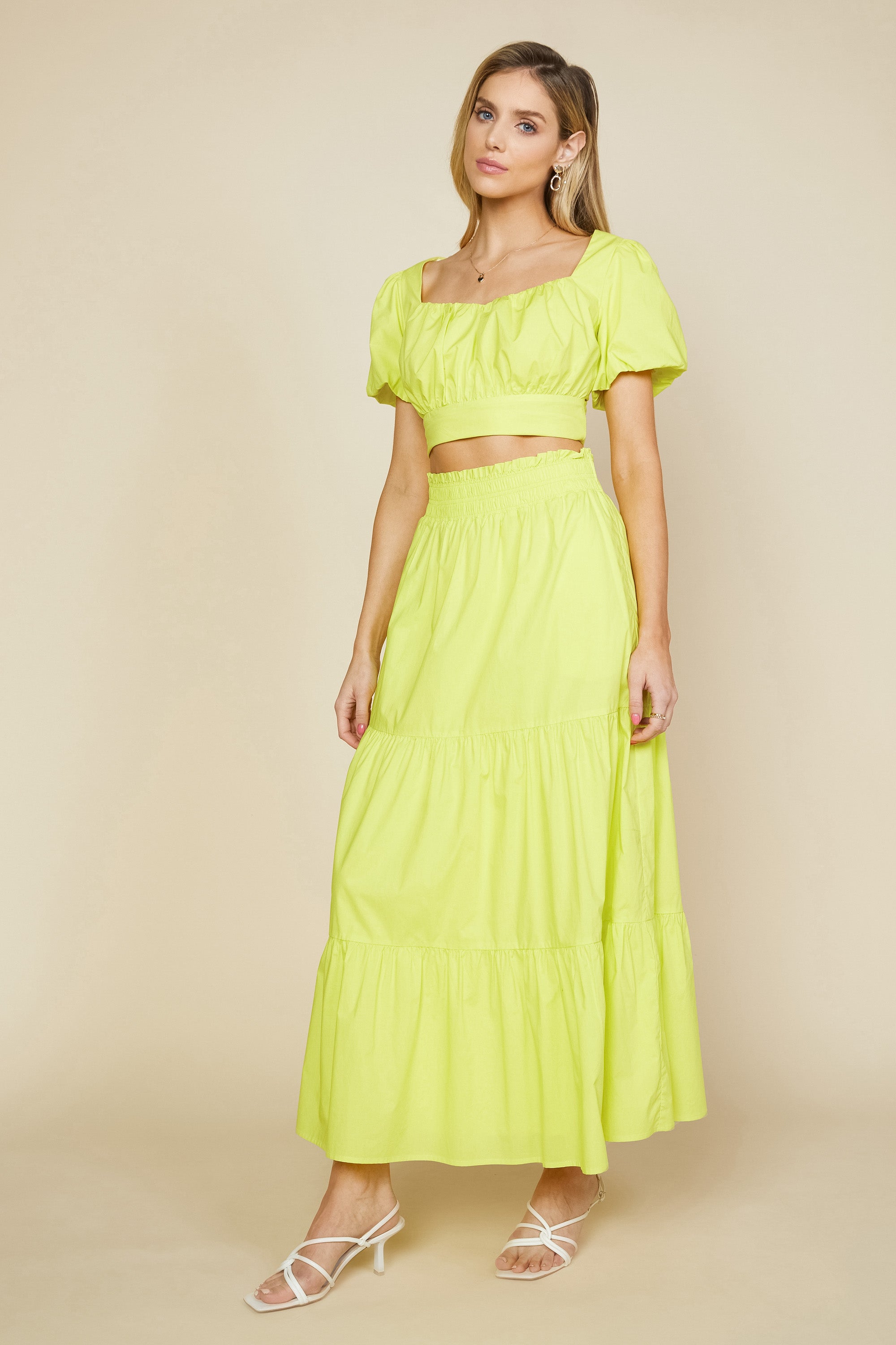 Tiered maxi skirt outlet yellow