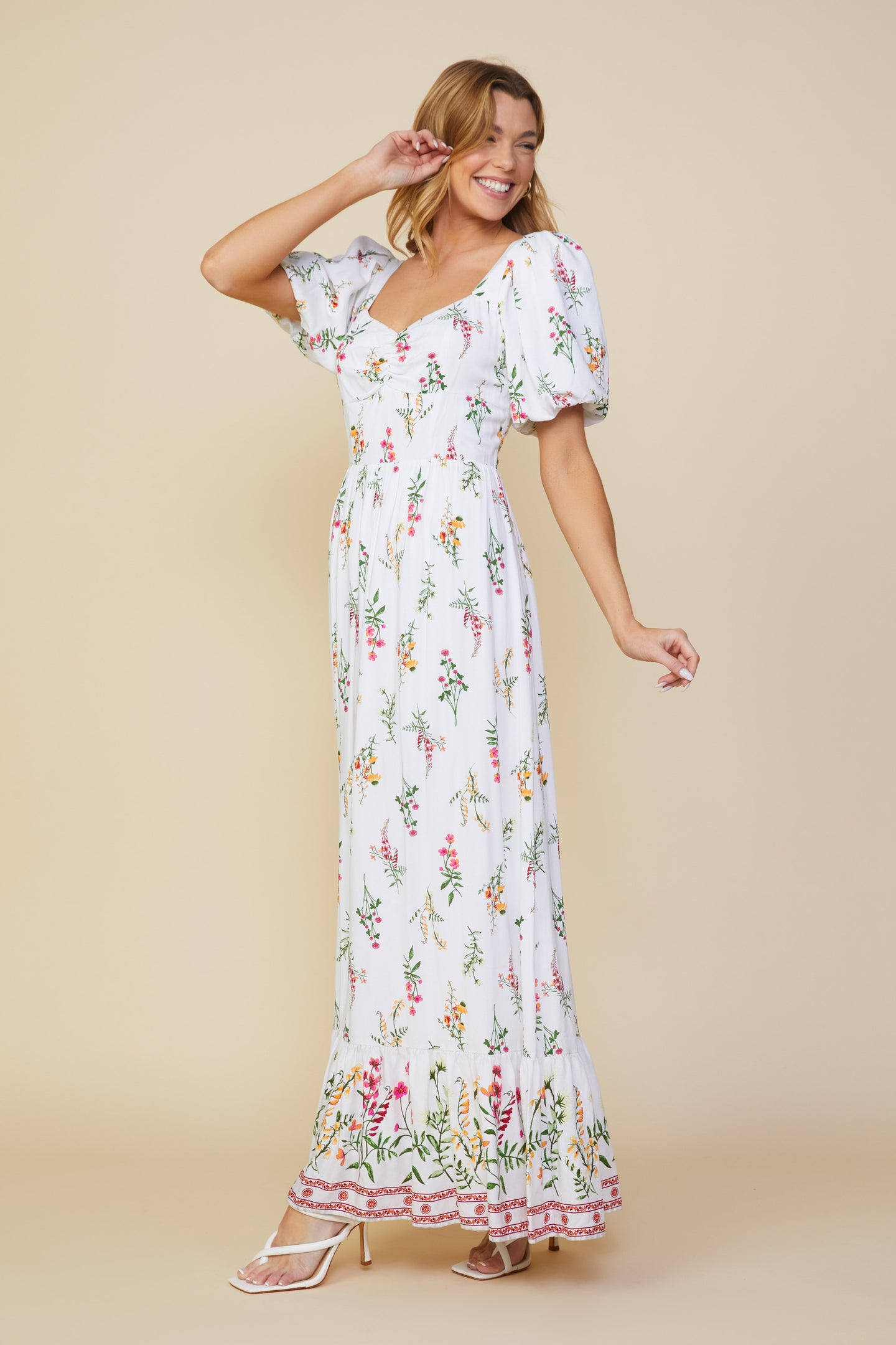 Lexie Floral Border Print Dress – SKIES ARE BLUE